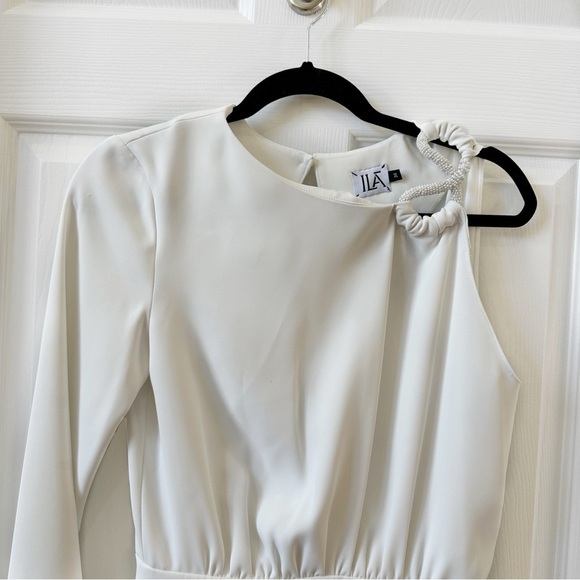 ILA Neptun One Shoulder Mini Dress with Beaded Infinity Detail White 36 - Picture 4 of 16